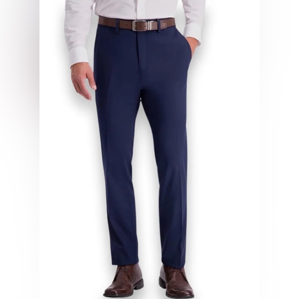 New Kenneth Cole 38 X 32 Men's Slim Fit Performance Pant Hidden Pocket Blue